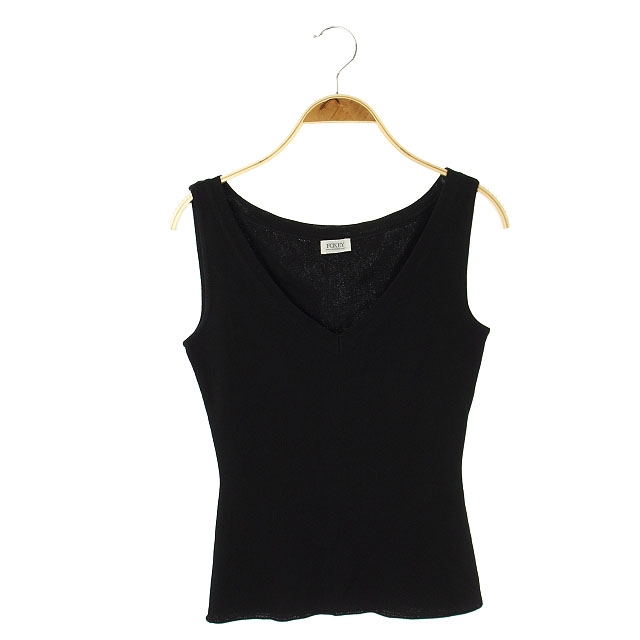 FOXEY(フォクシー) フォクシーブティック  FOXEY BOUTIQUE カットソー ノースリーブ 薄手 ニット Vネック 黒 ブラック /HS ■IBS81 レディース レディース  表記なし