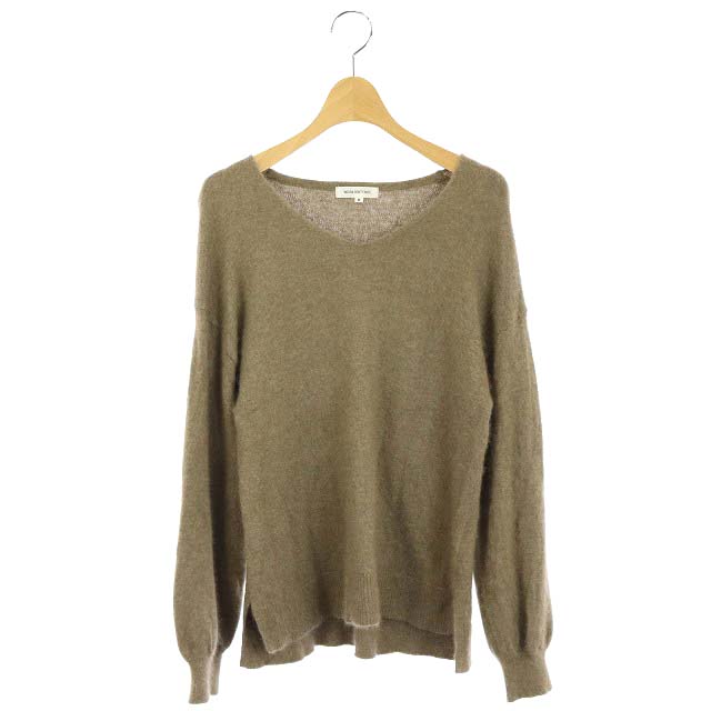 NATURAL BEAUTY BASIC(ナチュラルビューティーベーシック) カットソー ニット 長袖 ウール混 アンゴラ混 M ベージュ /HH ■OS レディース  M