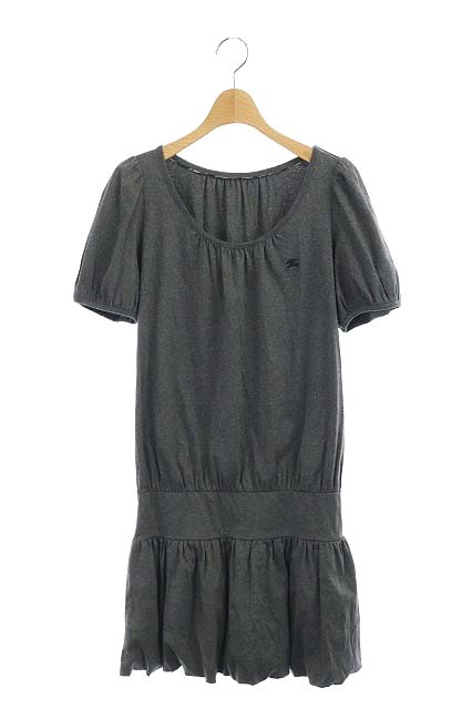 BURBERRY BLUE LABEL(バーバリーブルーレーベル) ワンピース ひざ丈 半袖 ギャザー 38 グレー /MF レディース  38(日本サイズM相当）