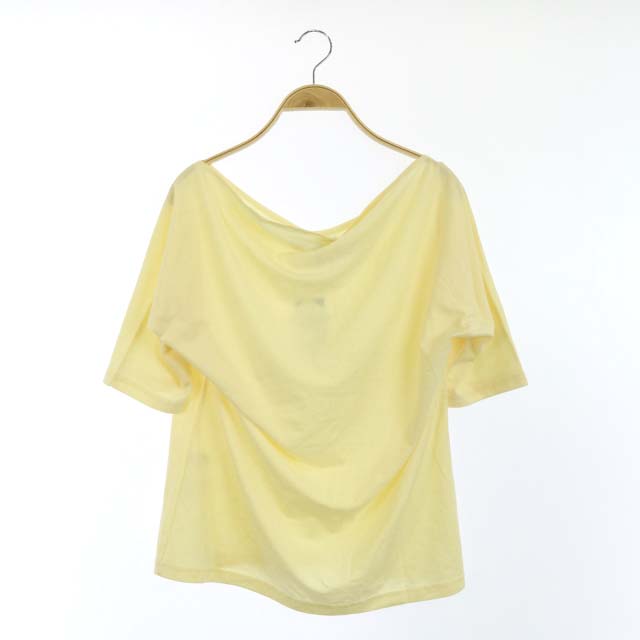 DKNY(ダナキャランニューヨーク) ドレープカットソー 五分袖 ボートネック プルオーバー M クリーム /HS ■EC レディース  M
