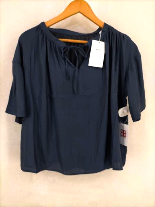 AZUL by moussy(アズールバイマウジー) オープンフロントネックギャザーブラウス レディース  S