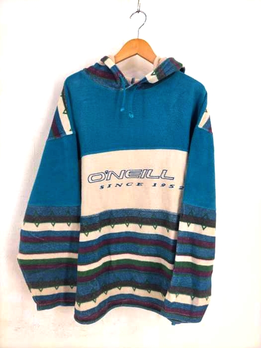 オニール ONEILL ～90S フリース生地 ロゴ刺繍総柄プルオーバーパーカー メンズ 表記無