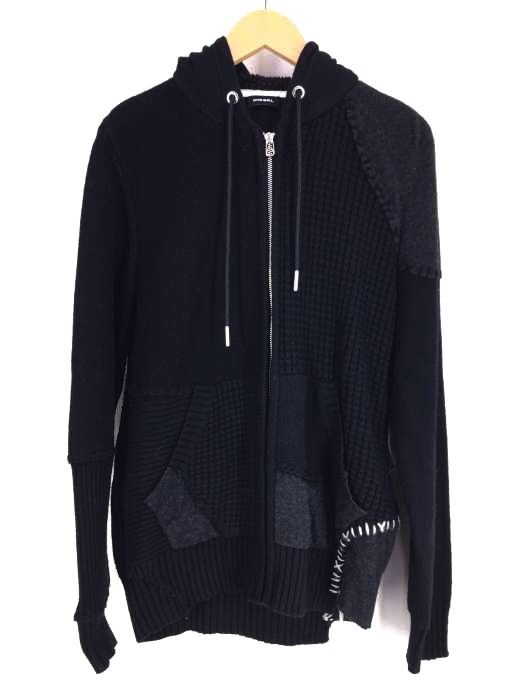 ディーゼル DIESEL パッチワークニットジップアップパーカー メンズ  S