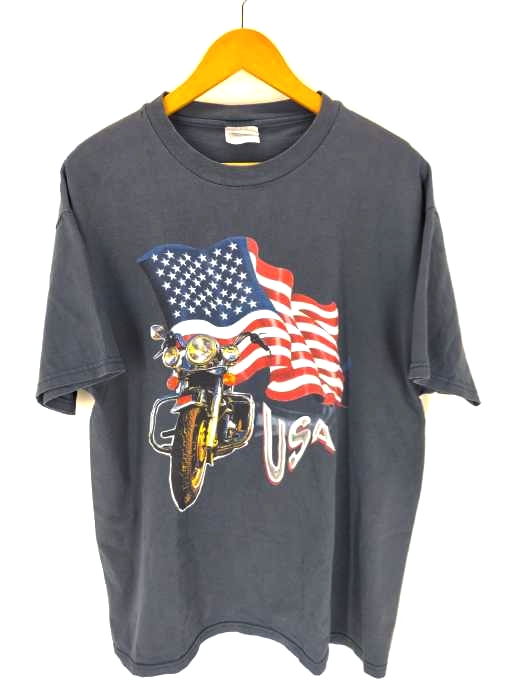ヘインズ Hanes 星条旗 バイク プリンTシャツ メキシコ製 メンズ JPN：L