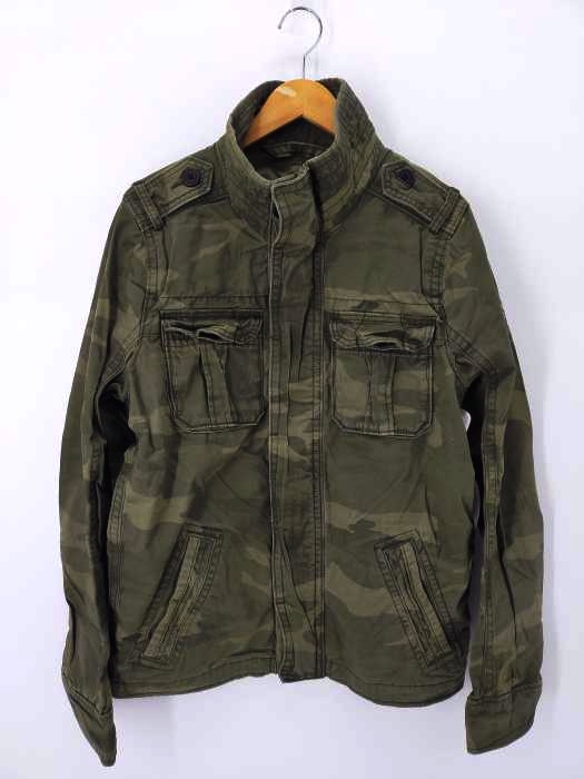 アバクロンビーアンドフィッチ Abercrombie & Fitch ダメージ加工 ミリタリーカモジャケット メンズ import：L