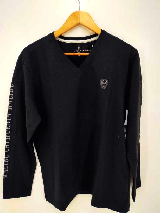 USED古着(ユーズドフルギ) VIOLA RUMORE スリーブプリントVネックTシャツ メンズ JPN：XL