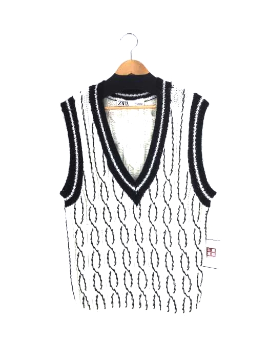 ZARA(ザラ) ビーズデザイン Vネックニット レディース import：M