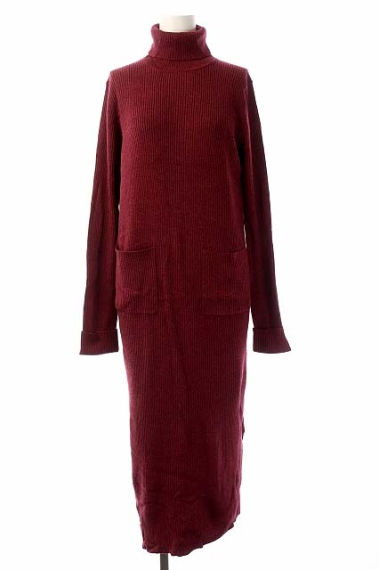 Ameri VINTAGE(アメリヴィンテージ) 17AW ワンピース ニット リブ 長袖 タートルネック ロング ボルドー /AO レディース 表記なし