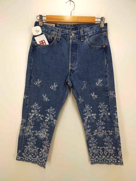 USED古着(ユーズドフルギ) HARENOHI BY MOTHER LIP & HANA TO GUITAR  リーバイス501リメイク 刺繍デニム レディース  w30
