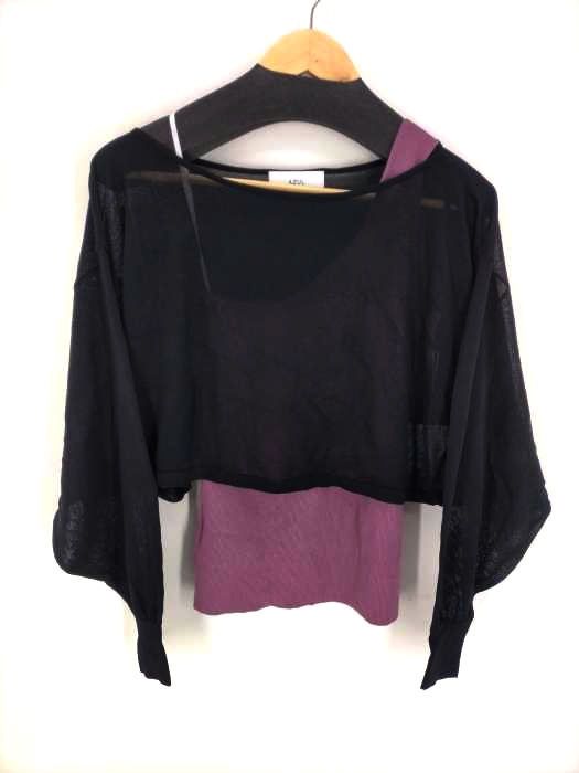 AZUL by moussy(アズールバイマウジー) ONE-SHOULDER KNIT SET TOPS レディース  M