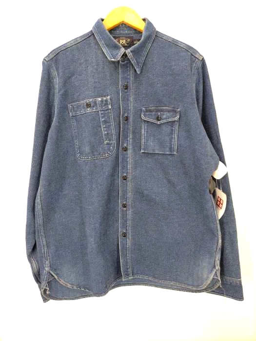 RRL RALPH LAUREN(ダブルアールエル ラルフローレン) 一ツ星黒タグ インディゴ デニム シャツ 現行 メンズ import：L