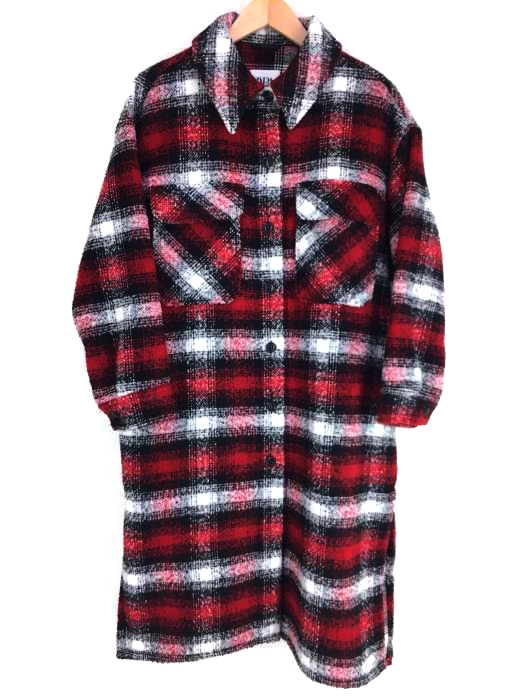 ザラ ZARA WOOL BLEND CHECK PLAID LONG OVERSHIRT COAT レディース JPN：S