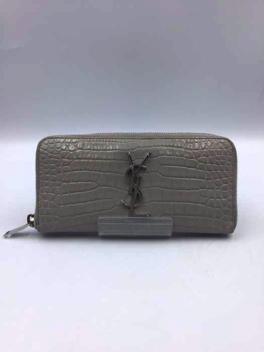 サンローラン Saint Laurent ラウンドファスナー長財布 型押しレザー クロコ レディース 表記無