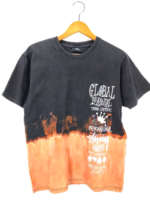 Stussy(ステューシー) GLOBAL 1st ANNVAL ブリーチ加工 クルーネックTシャツ メンズ import：S