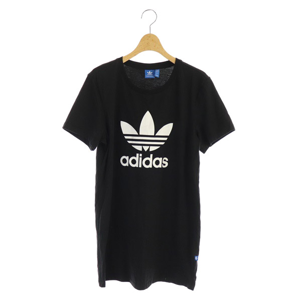 adidas(アディダス) トレフォイル ティードレス チュニック カットソー 半袖 プリント M 黒 ブラック AY8123 /MY ■OS レディース  M