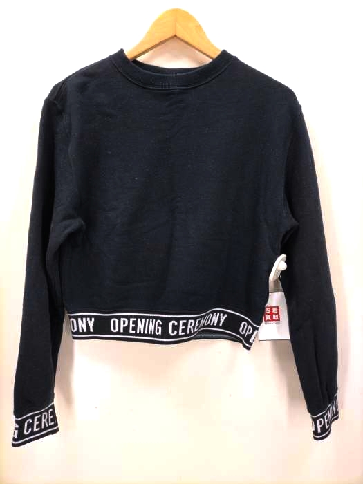 OPENING CEREMONY(オープニングセレモニー) クロップド レタリングトレーナー リブロゴテープ レディース  M/L