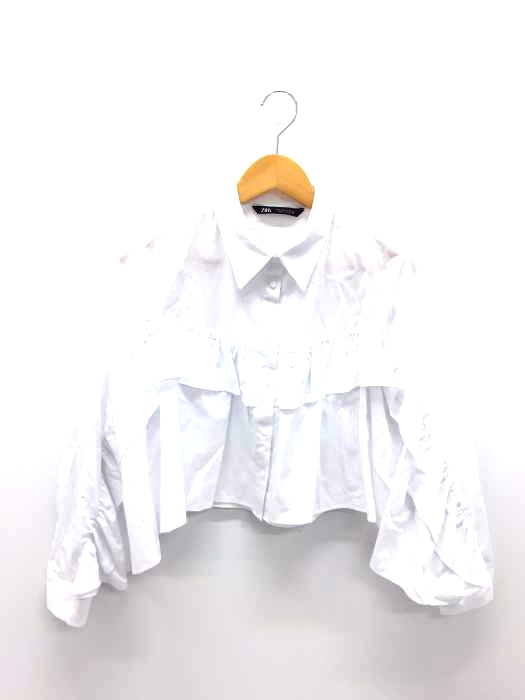 ZARA(ザラ) フリル7デザイン クロップドシャツ レディース JPN：M