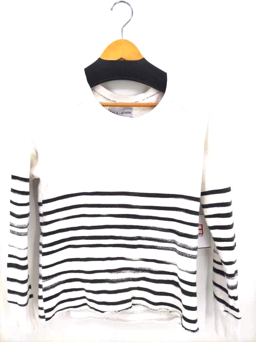 EACH X OTHER(イーチアザー) Vガゼットワッフルボーダーカットソー レディース JPN：S