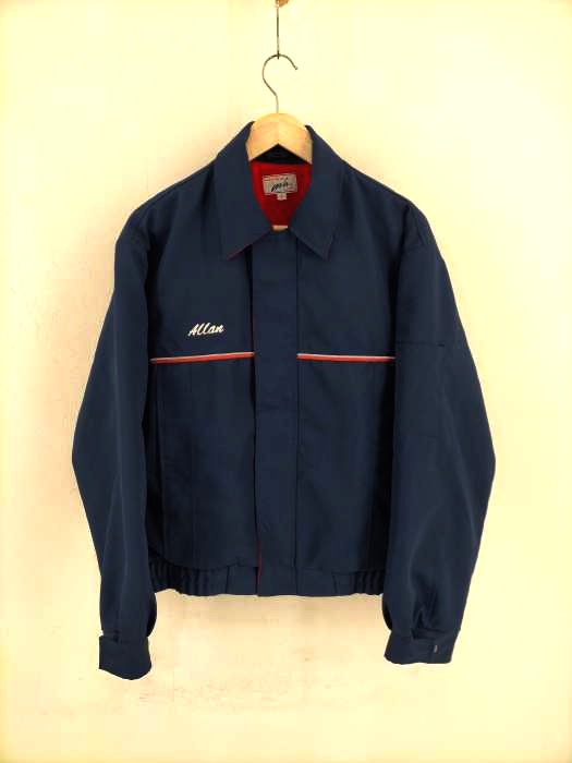ユーズドフルギ USED古着 MARV HOLLAND 80S~90S 裏地フリースワークジャケット 胸刺繍 比翼ブルゾン メンズ JPN：S