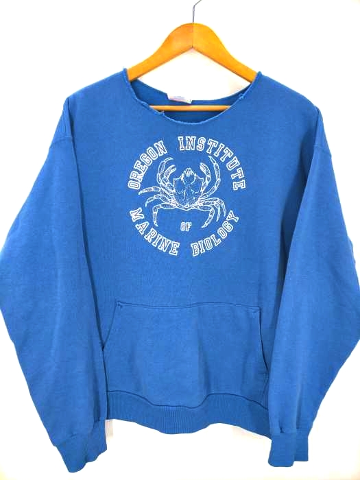 ヘインズ Hanes 90S Active Wearタグ プリントスウェット カットオフ加工 メンズ import：L
