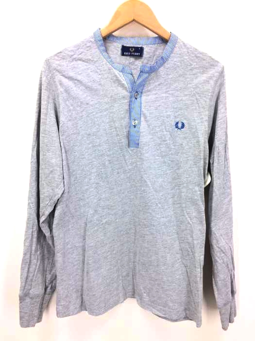 FRED PERRY(フレッドペリー) 襟 ストライプ ヘンリーネック Tシャツ メンズ import:S