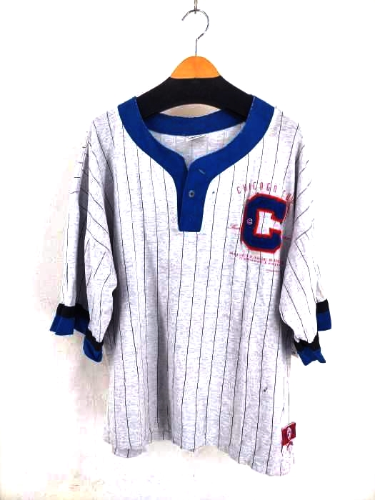 NUTMEG(ナツメグ) 90S CHICAGO CUBSロゴ刺繍 ストライプシャツ メンズ JPN：XL