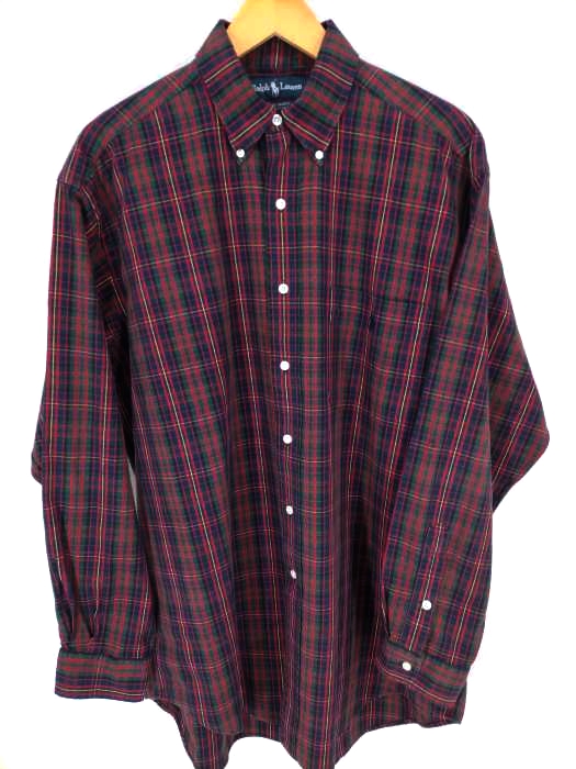 RALPH LAUREN(ラルフローレン) 90S BIG SHIRT マドラスチェック ボタンダウンシャツ メンズ  M
