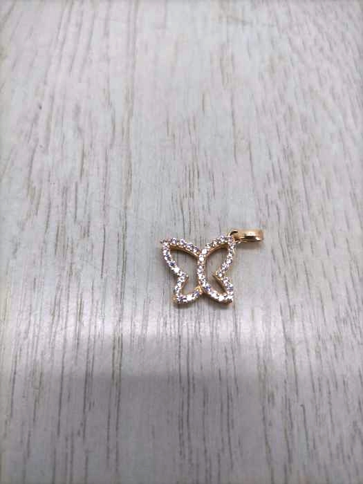 USED古着(ユーズドフルギ) CAL 14K バタフライペンダントトップ ラインストーン レディース 表記無