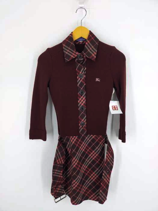 バーバリーブルーレーベル BURBERRY BLUE LABEL ノバチェック ニットシャツワンピース レディース  38