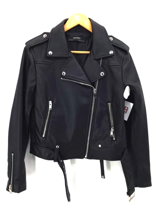 ZARA BASIC(ザラベーシック) フェイクレザーダブルライダースジャケット レディース  M
