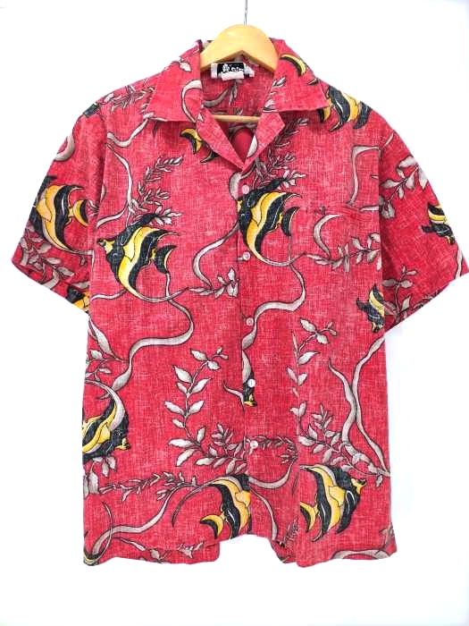 Hilo Hattie(ヒロハッティ) USA製 リバースプリント アロハシャツ メンズ import：L