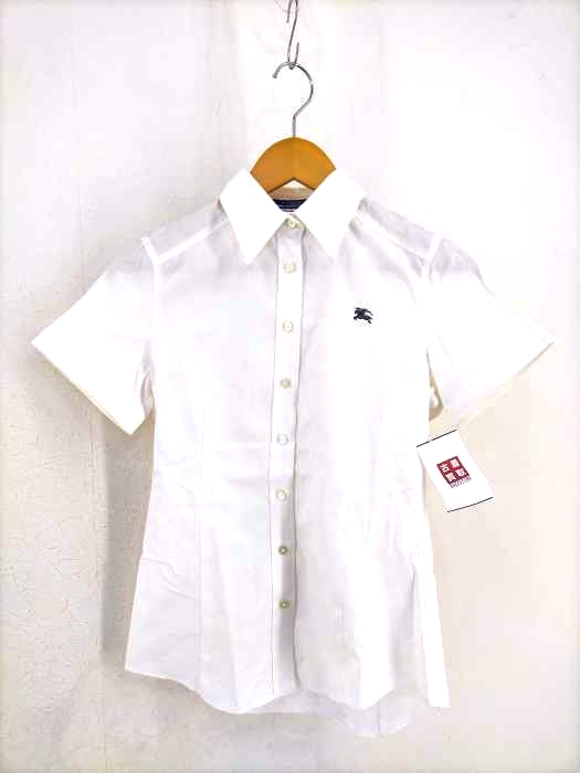 BURBERRY LONDON BLUE LABEL(バーバリーロンドンブルーレーベル) 騎士ロゴ刺繍半袖シャツ レディース JPN：38