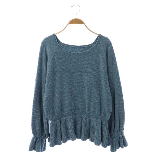 レイビームス Ray BEAMS 19AW モールペプラムニット セーター プルオーバー 長袖 青緑 ブルーグリーン /DF ■OS レディース  表記なし