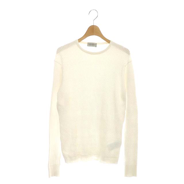 JOHN SMEDLEY(ジョンスメドレー) ニット セーター プルオーバー カットソー 長袖 コットン L 白 ホワイト /DF メンズ  L