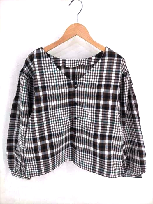 moussy(マウジー) CHECK PUFF SLEEVE BLOUSE レディース  FREE