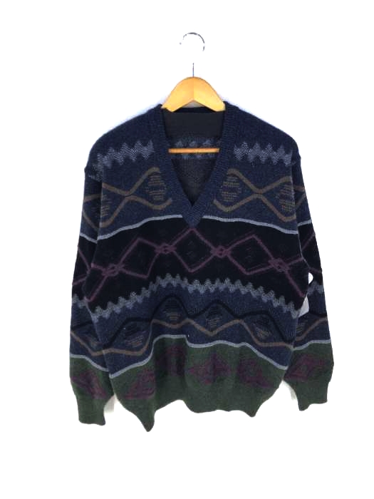 USED古着(ユーズドフルギ) カシミヤ総柄Vネックセーター メンズ  無