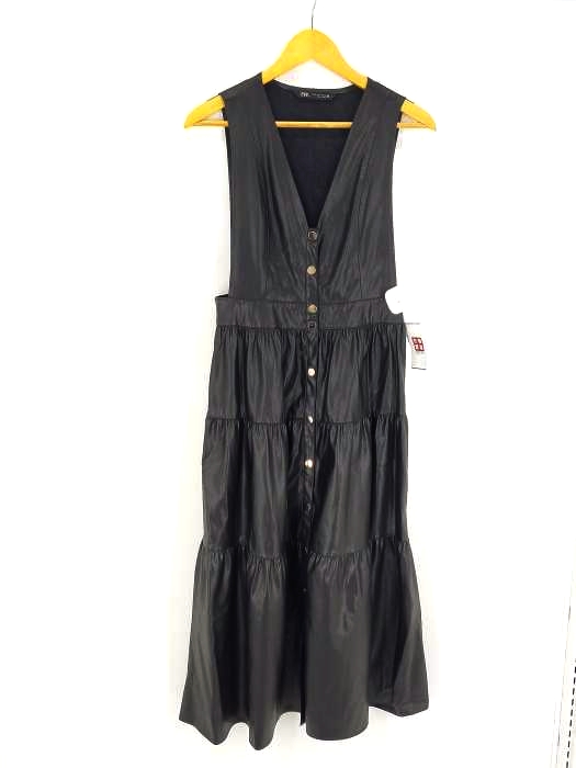 ZARA(ザラ) フェイクレザーレイヤードワンピース レディース import：M