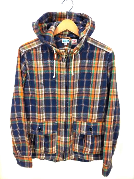 BARNS OUT FITTERS(バーンズ アウト フィッターズ) チェック柄 コットンネル ジップアップシャツパーカ メンズ US：38