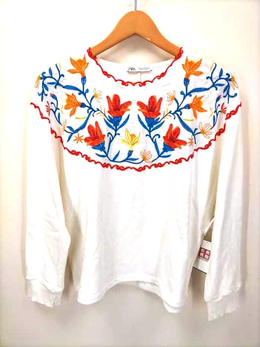 ZARA(ザラ) 素材切替 花柄刺繍 スウェット レディース  USA S