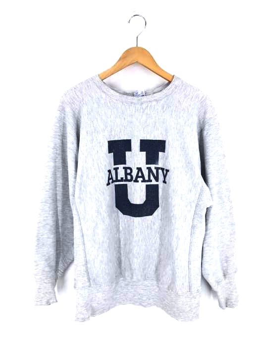 Champion(チャンピオン) 90S 刺繍タグ USA製 REVERSE WEAVE ALBANY カレッジロゴ クルーネックスウェット メンズ import：L