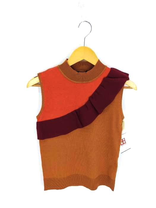 LeoryEBLOA(レオリーエブロア) 配色フリルハイネックKNITトップ レディース  FREE