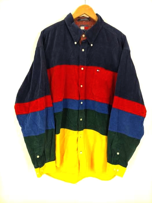 TOMMY HILFIGER(トミーヒルフィガー) 90S フラッグタグ クレイジーパターンコーディロイシャツ メンズ  XXL