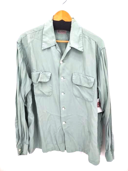 ユーズドフルギ USED古着 {{JOCKEY}} 50S レーヨンオープンカラーシャツ フラップポケット メンズ  16 1/2