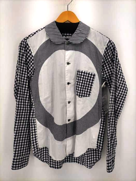 ブラックコムデギャルソン BLACK COMME des GARCONS AD2014 15SS 丸襟ギンガムチェック切替シャツ レディース JPN：S