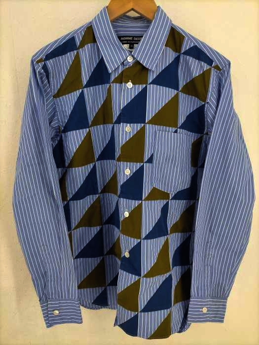 コムデギャルソンオムドゥ COMME des GARCONS HOMME DEUX AD2015 パッチワークデザイン ストライプシャツ メンズ JPN：XS