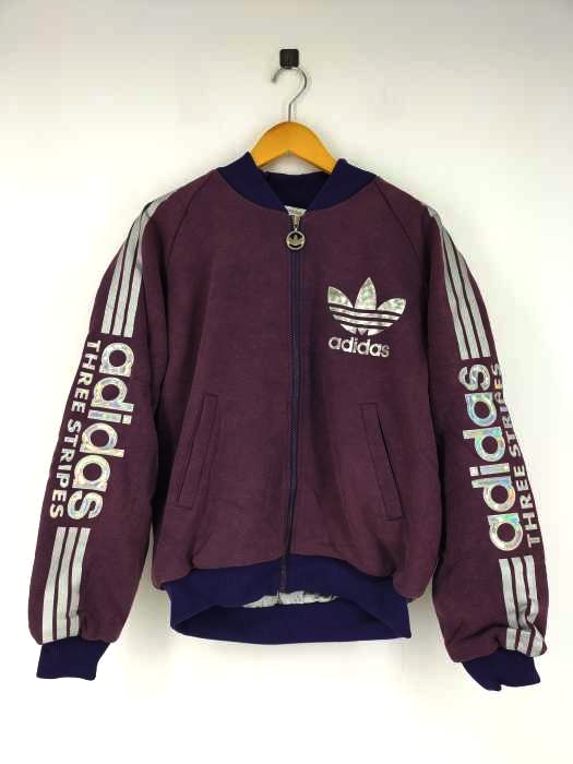 アディダス adidas デサント製 レトロデザイン 裏地キルティング ジップアップブルゾンジャケット メンズ  L-0