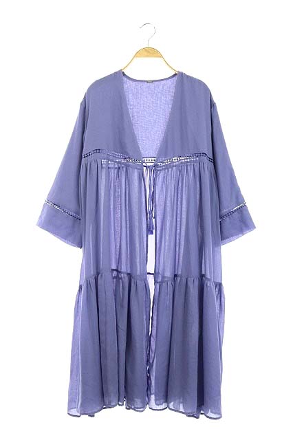 Mila Owen(ミラオーウェン) 19SS ギャザーティアードガウン カーディガン ロング 長袖 0 青 ブルー /HK ■OS レディース  0（日本サイズS相当）