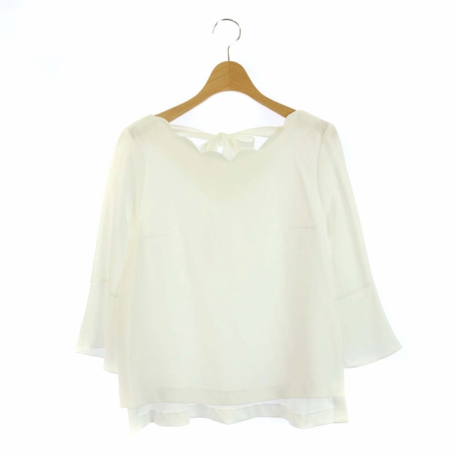 Maglie par ef-de(エフデ) マーリエパーエフデ Maglie par ef-de ブラウス 七分袖 バックリボン バックVネック ベルスリーブ 9 白 ホワイト /SA ■OS ■SH レディース レディース  9