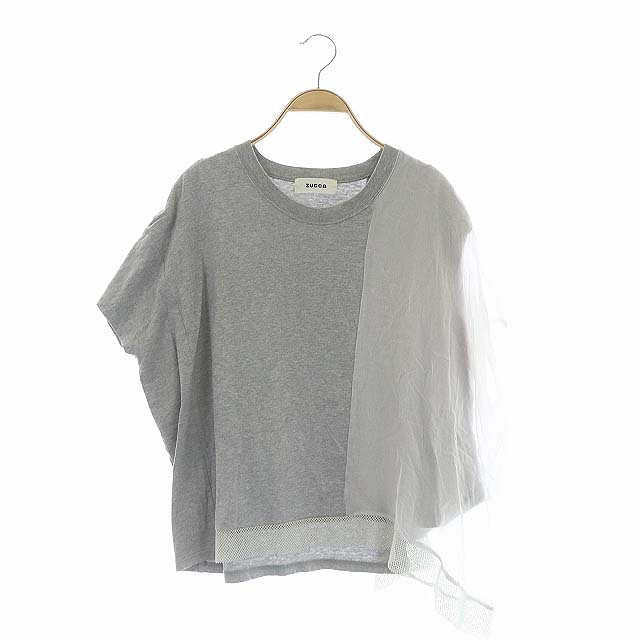 ZUCCa(ズッカ) カットソー メッシュ シースルー 切替 半袖 グレー /MF レディース 表記なし