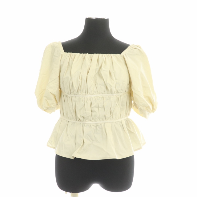 Lily Brown(リリーブラウン) 20SS 袖ボリュームギャザートップス ブラウス カットソー スクエアネック 半袖 ONESIZE アイボリー /MF レディース  ONE SIZE